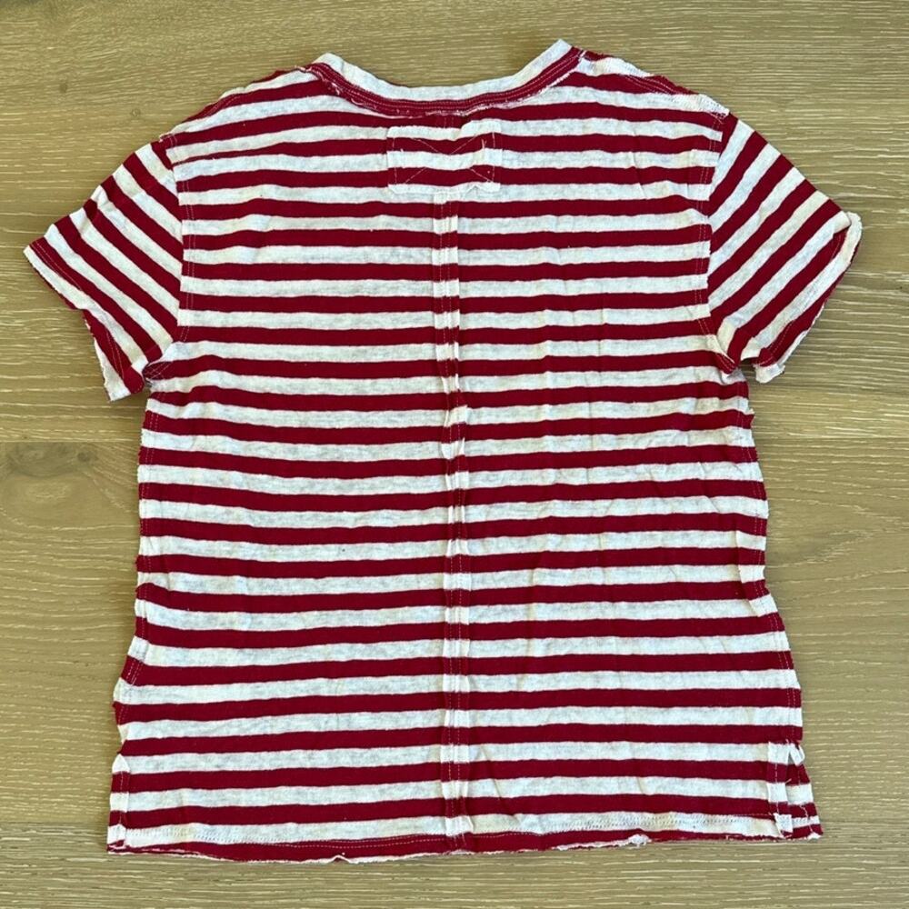 We The Free Striped Tee Linen Nora Size Xs Red White - Picture 3 of 3